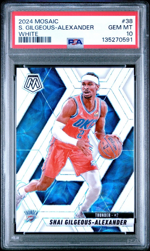 2024-25 Mosaic Shai Gilgeous-Alexander White Mosaic /25 PSA 10 First on Print