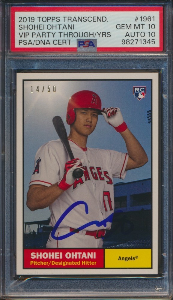 2019 TOPPS TRANSCENDENT VIP 1961 SHOHEI OHTANI PSA 10/AUTO 10 GEM #d 14/50 POP 1