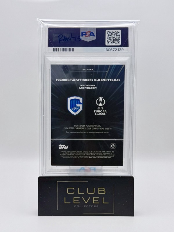 2025-26 Topps Chrome UCC Konstantinos Karetsas Black Laser Auto #BLA-KK — PSA 10 view 2
