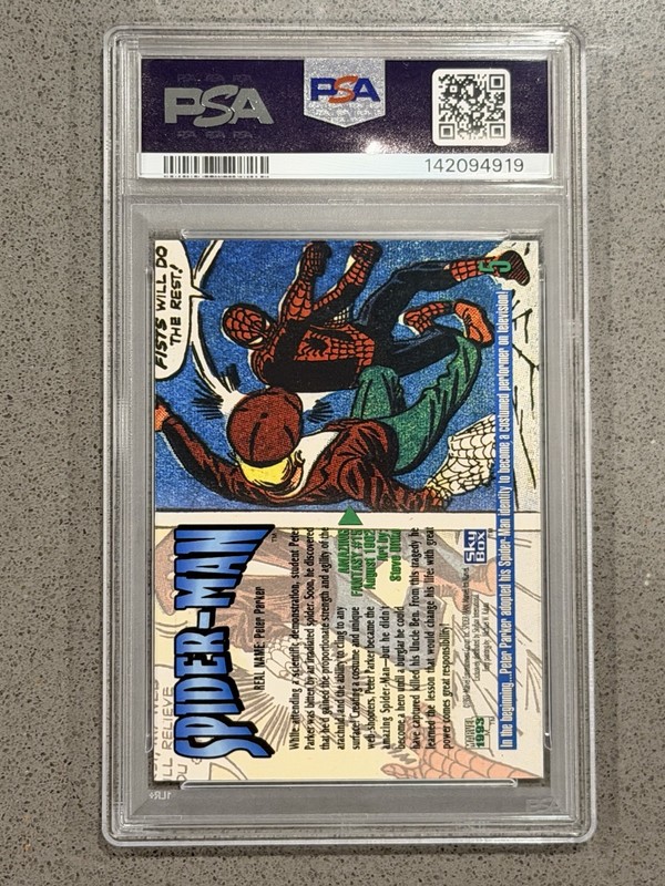 1993 Marvel Masterpieces #5 SPIDER-MAN PSA 10 MNT Gem view 2