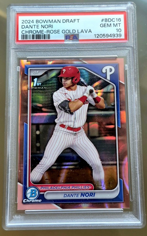 2024 Bowman Draft Chrome Dante Nori Rose Gold Lava Refractor /10 PSA 10