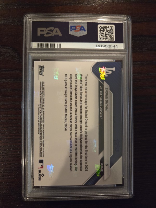 Shohei Ohtani 2025 Topps Now #5 MLB World Tour Tokyo Series PSA 10 Gem Mint QTY view 2