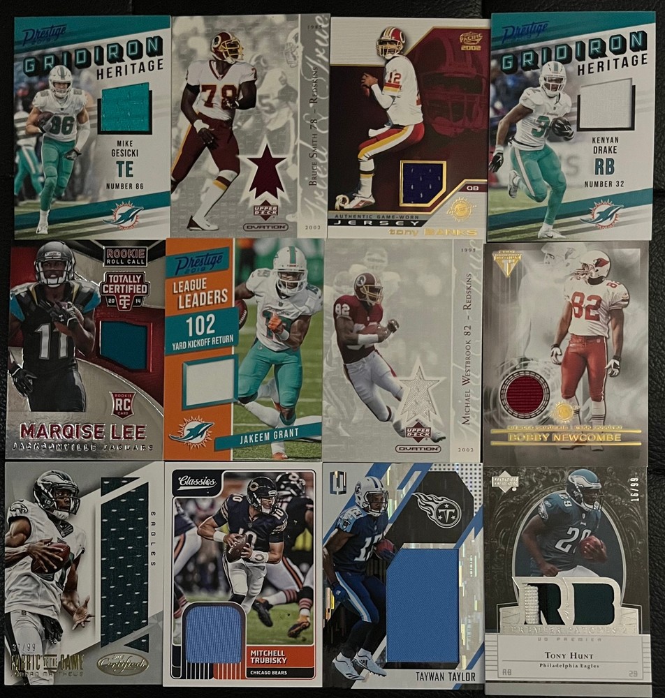 (Lot of 12) 12-Card Football Game Used Jersey Lot Bruce Smith Trubisky ++