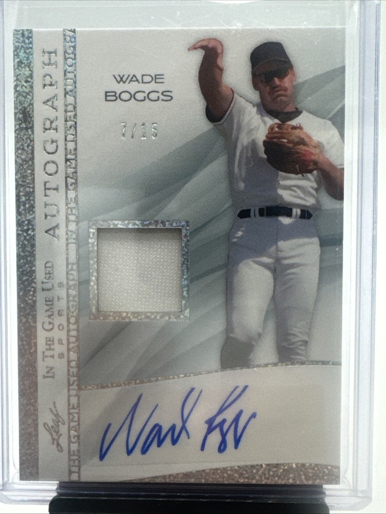 2025 Leaf In The Game Used Wade Boggs Silver Sparkle /15 Patch Auto