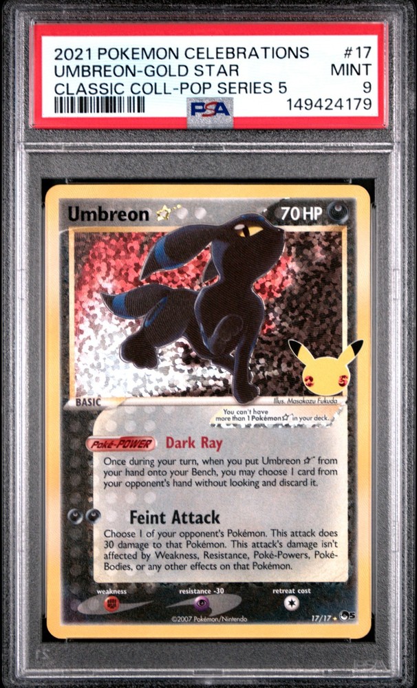 PSA 9 2021 POKEMON CELEBRATIONS CLASSIC COLLECTION #17 UMBREON-GOLD STAR