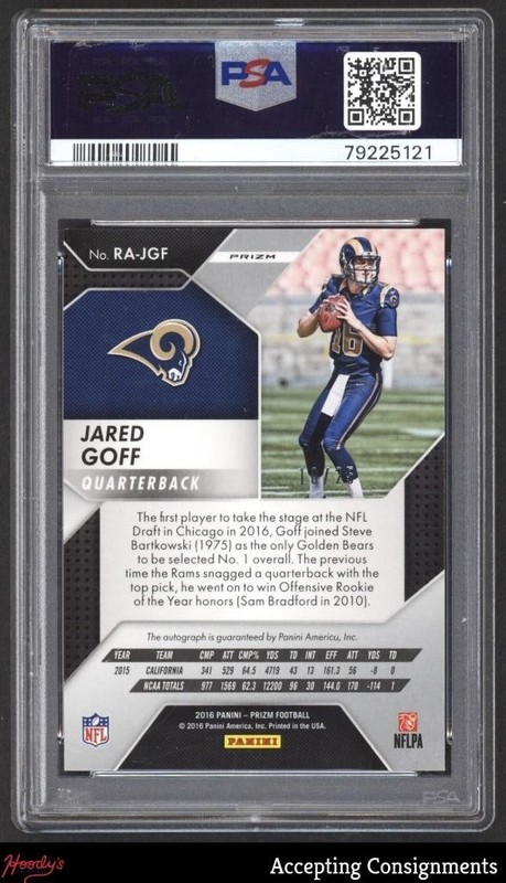 2016 Panini Prizm Rookie Autographs Camo #1 Jared Goff RC AUTO /25 PSA 10 POP 3 view 2