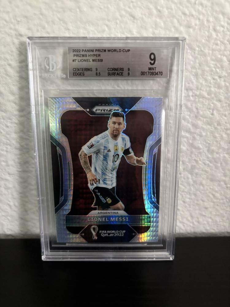 Lionel Messi 2022 Panini Prizm World Cup Hyper Prizm BGS 9
