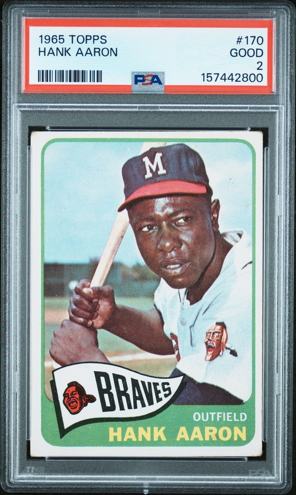 Hank Aaron 1965 Topps PSA 2 #170 Milwaukee Braves