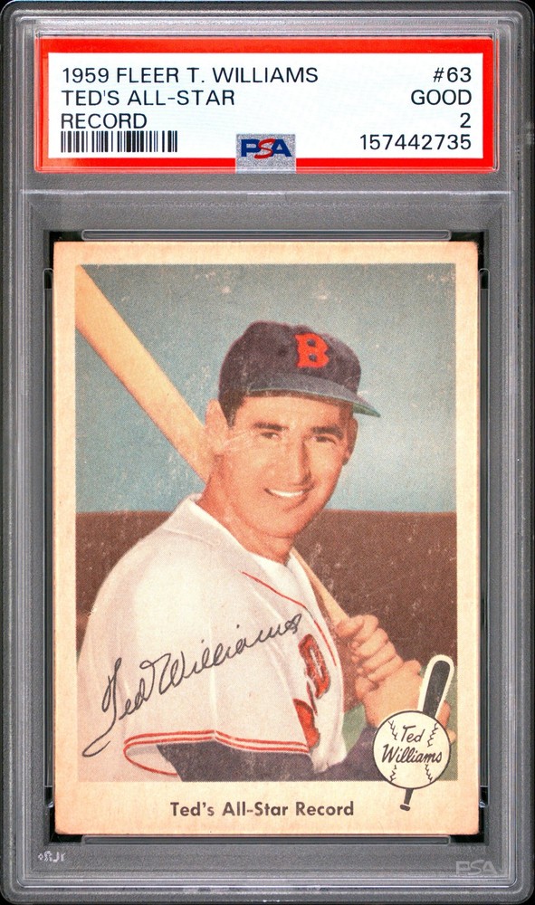 Ted Williams 1959 Fleer Ted's All Star Record PSA 2 #63 Boston Red Sox view 1