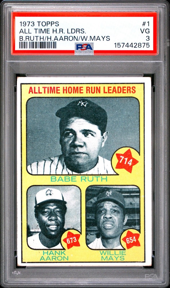 Babe Ruth Aaron Mays 1973 Topps PSA 3 #1