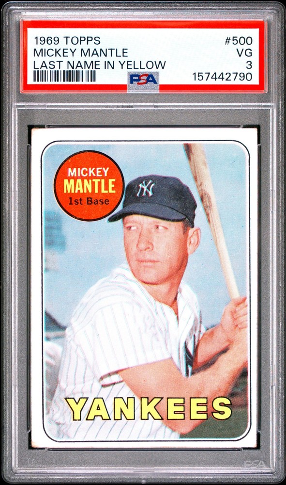Mickey Mantle 1969 Topps Last Name in Yellow PSA 3 #500 New York Yankees
