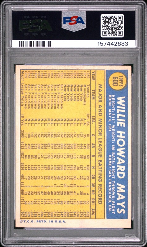Willie Mays 1970 Topps PSA 4 #600 San Francisco Giants view 2