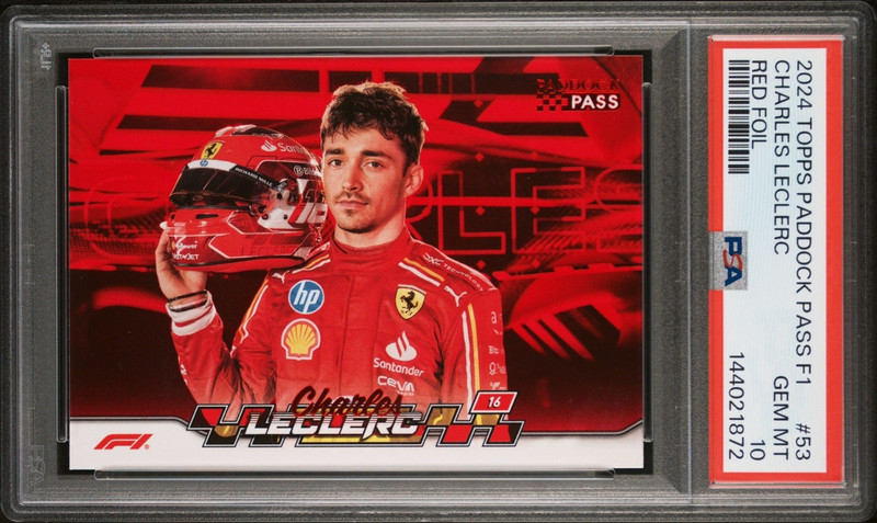 PSA 10 2024 Topps F1 Paddock Pass Charles Leclerc Closeups Red Foil #53 view 2