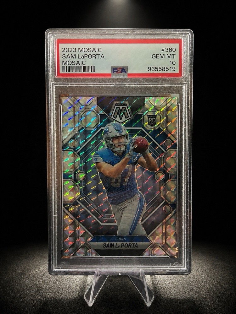2023 Mosaic Football Sam LaPorta Rookie Card Silver Mosaic Prizm RC PSA 10