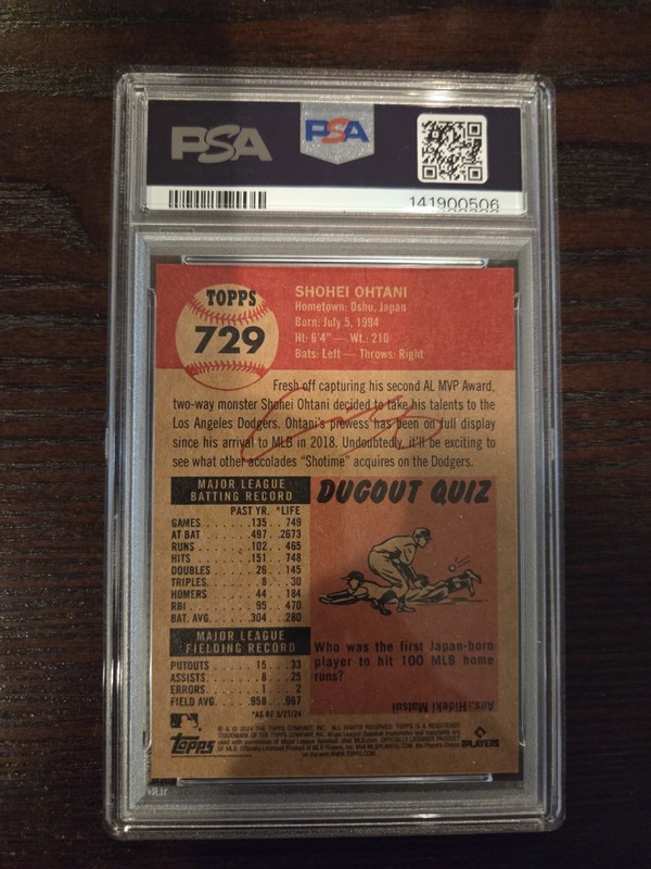Shohei Ohtani 2024 Topps Living #729 PSA 9 Mint Los Angeles Dodgers QTY view 2