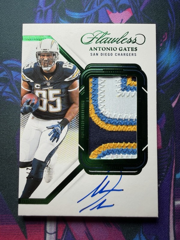 Antonio Gates Panini Flawless 2023 Quad-Color Patch Auto 2/5 Emerald view 2