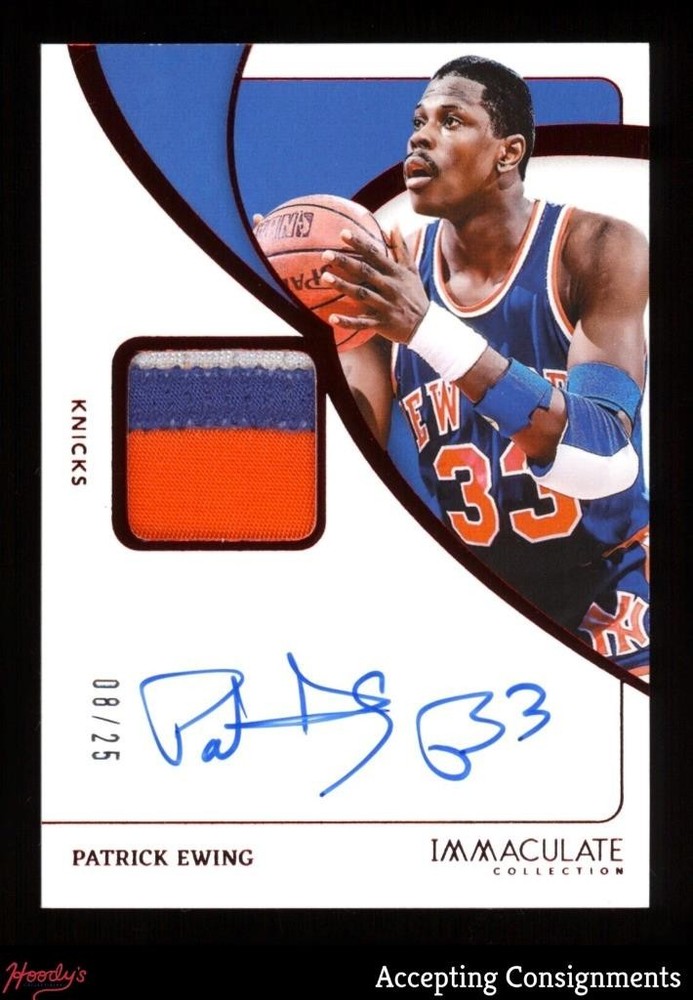 2023-24 Immaculate Collection Red Patrick Ewing GAME USED PATCH AUTO 8/25 Knicks