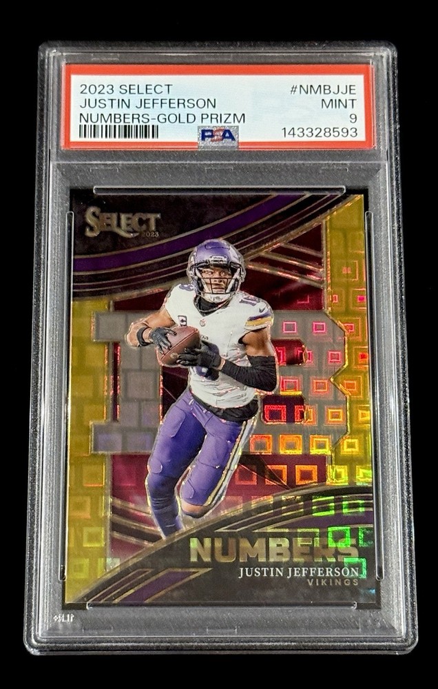Justin Jefferson 2023 Panini Select Numbers Gold Prizm #’d/10 PSA 9 MINT Vikings