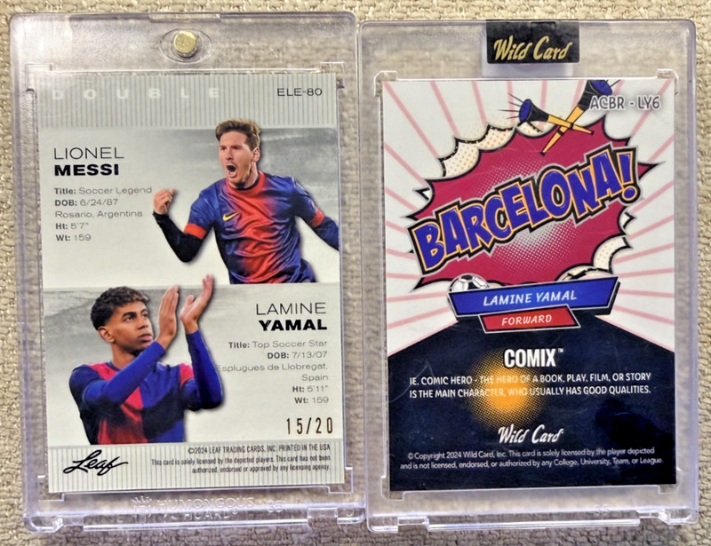 Lamine Yamal Rookie /20 & /8 SSP Barcelona Messi Dual Card Lot view 2