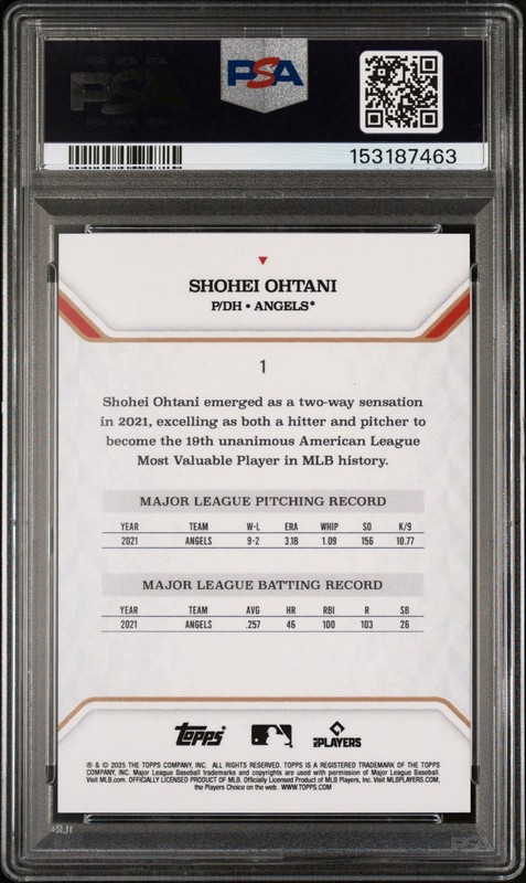 SHOHEI OHTANI 2025 TOPPS MLB MVP PURPLE FOIL #1 🔻ANGELS🔻 /75  PSA 10 💎 view 2