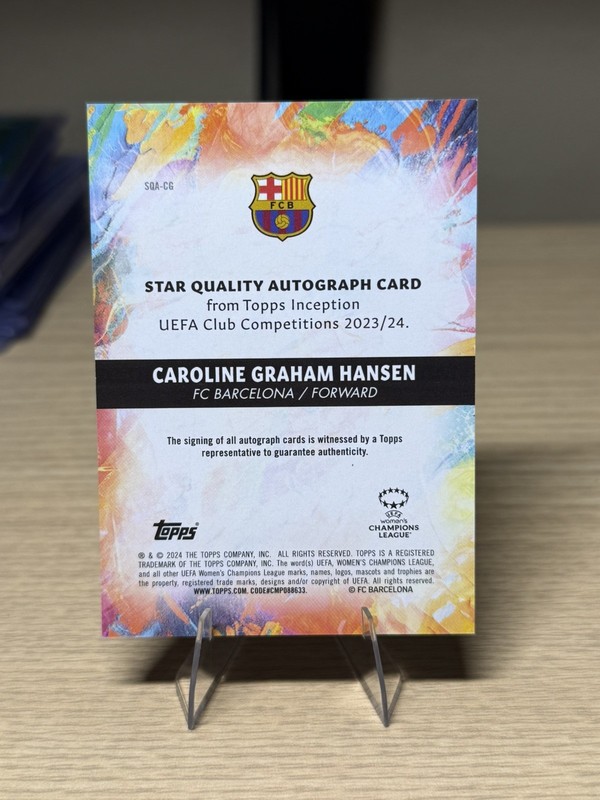 Caroline Graham Hansen 2023-24 Topps Inception UEFA Star Quality Auto /75 SQA-CG view 2
