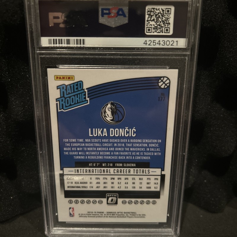 2018 Donruss Optic #177 Luka Doncic Dallas Mavericks RC Rookie PSA 10 GEM MINT view 2