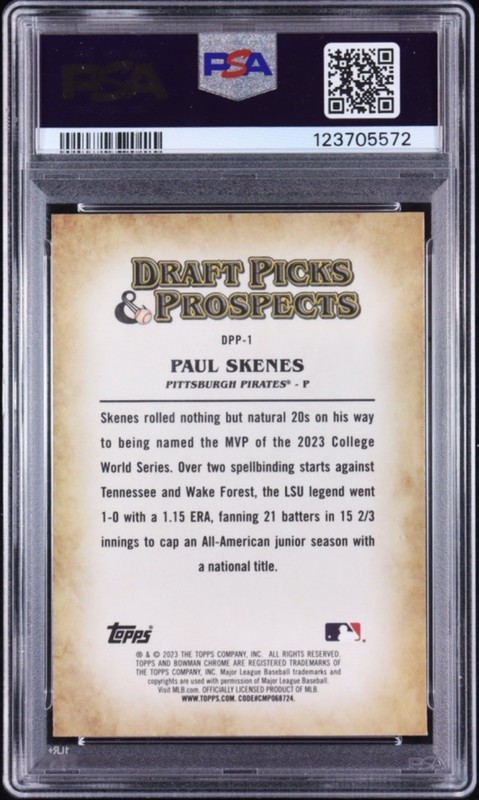 Paul Skenes 2023 Bowman Chrome Draft Picks And Prospects RC (PSA 9) view 2