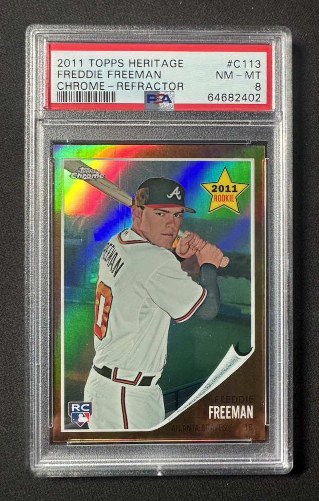 2011 Topps Heritage Chrome Refractor Freddie Freeman RC /562 - PSA 8 (NM-MT)