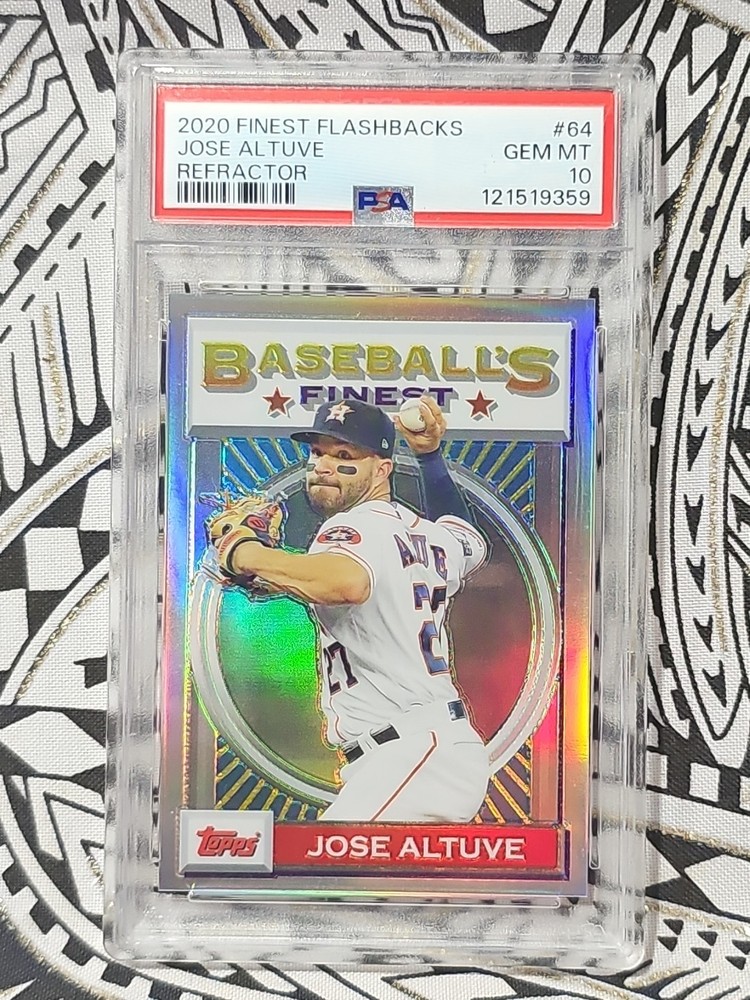 Jose Altuve 2020 Topps Finest #64 Flashbacks REFRACTOR PSA 10 GEM FREE S&H (979)