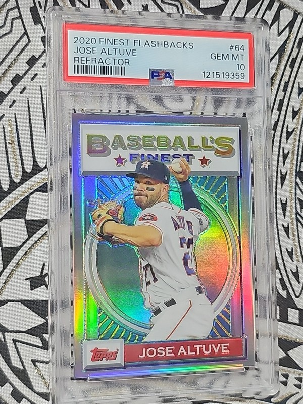 Jose Altuve 2020 Topps Finest #64 Flashbacks REFRACTOR PSA 10 GEM FREE S&H (979) view 2