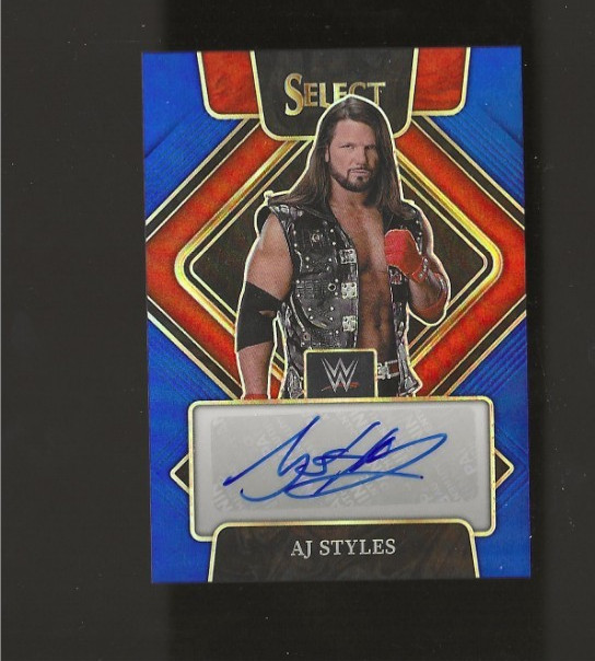 2022 Panini Select WWE Signatures Blue Prizm Auto /49 AJ Styles #SG-AJS