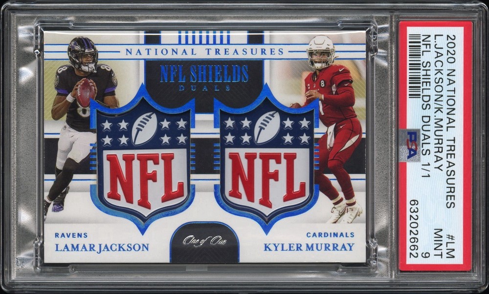 2020 Panini Flawless Dual Shields Lamar Jackson Kyler Murray 1/1 PSA 9 Mint