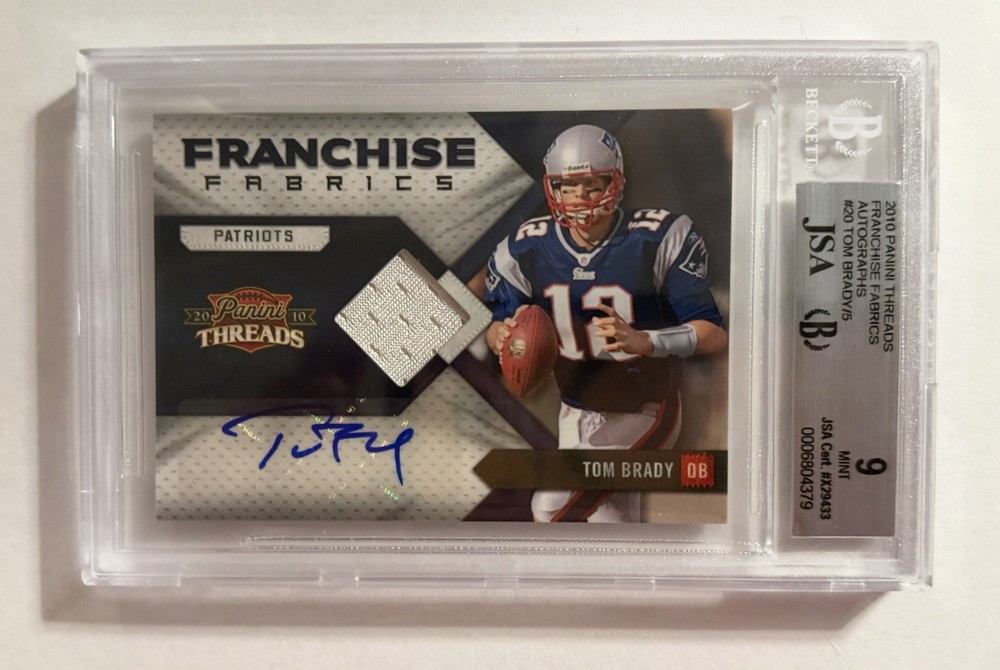 Tom Brady 2010 Threads Franchise Fabrics Game Used Jersey Auto #’d 4/5 BGS 9/10