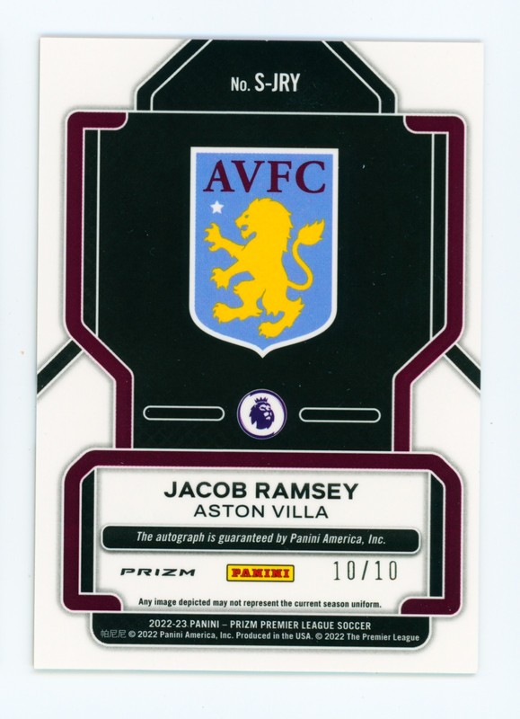 2022-23 Jacob Ramsey Panini Prizm Breakaway Gold Autographed Soccer Card 10/10 view 2