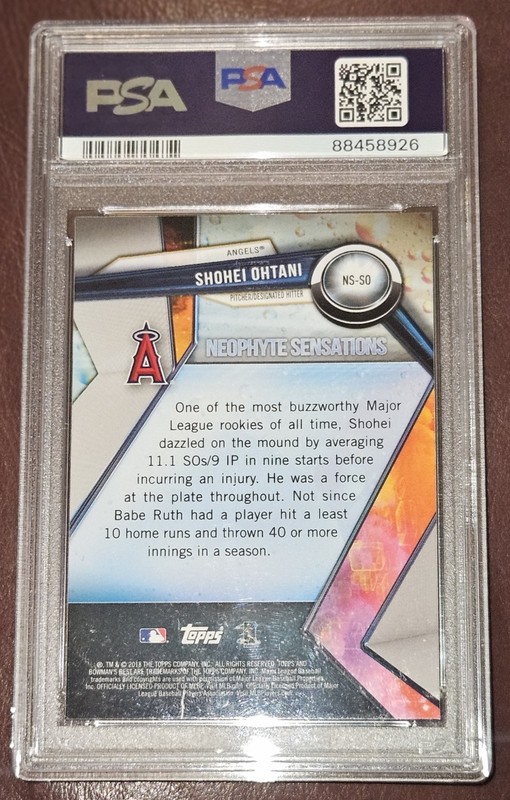 2018 Bowman's Best Shohei Ohtani Neophyte Sensations Rookie #NS-SO PSA 9 view 2