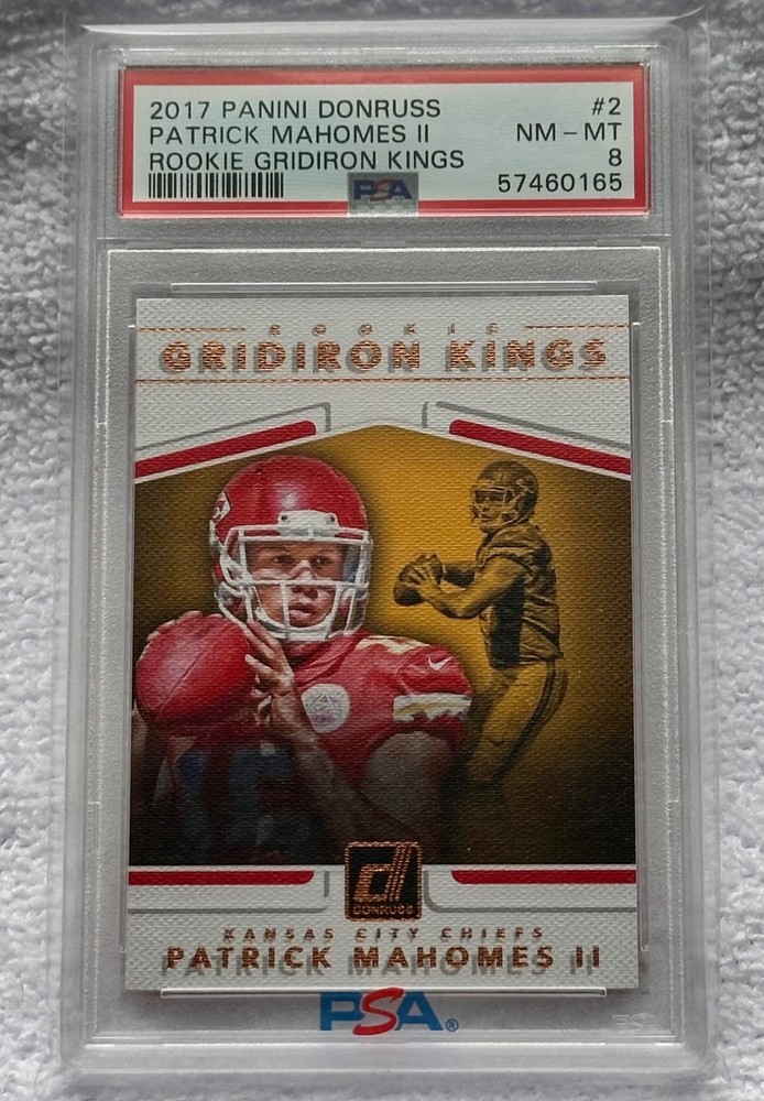 2017 PANINI DONRUSS PATRICK MAHOMES ROOKIE GRIDIRON KINGS #2 PSA 8