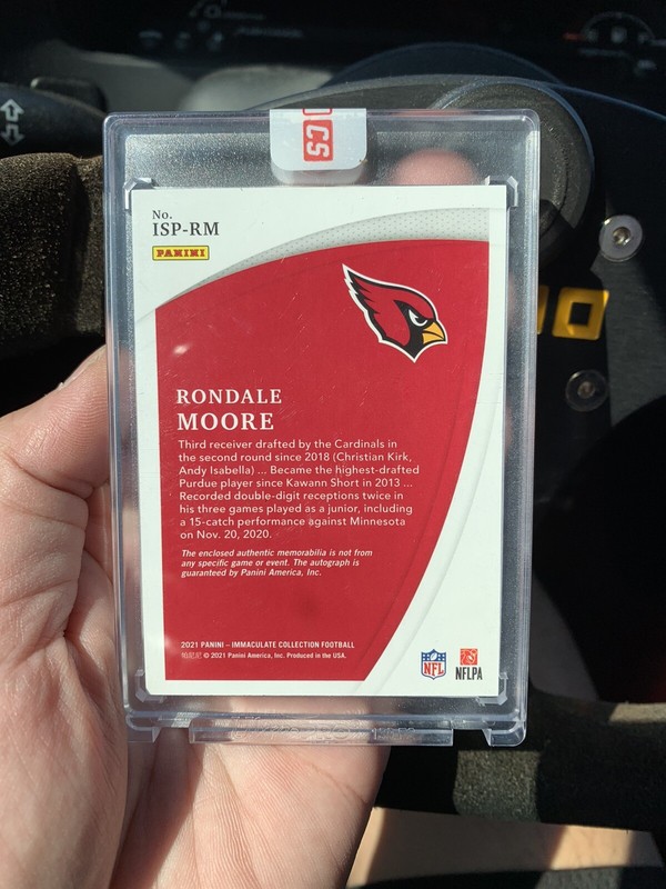 Rondale Moore 2021 Immaculate Rookie Patch Auto Platinum 1/1 Cardinal Arizona view 2