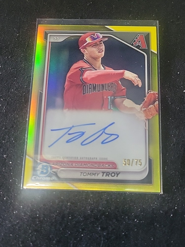 🔥2024 Bowman Chrome Prospect Auto Tommy Troy #CPA-TT Yellow Refractor #50/75🔥