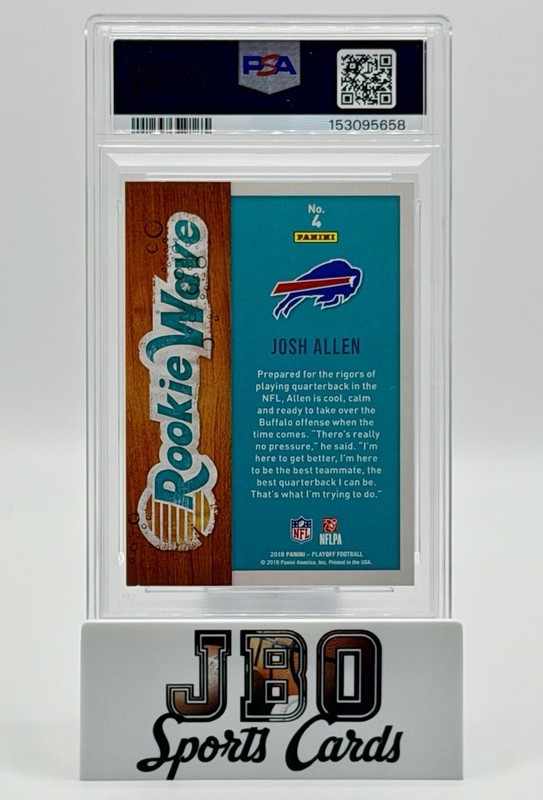 2018 Panini Playoff Josh Allen Rookie Wave Refractor #4 - Buffalo Bills (PSA 9) view 2