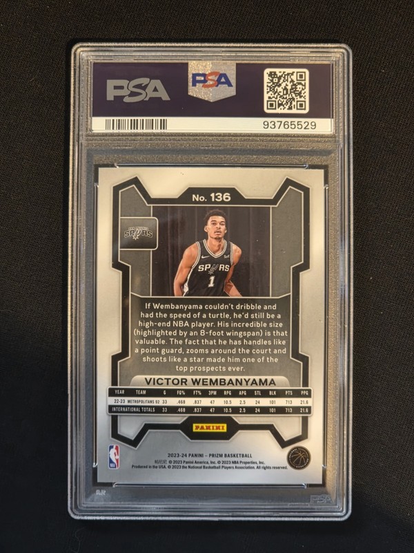 2023-24 Panini Prizm Victor Wembanyama #136 PSA 10 view 2