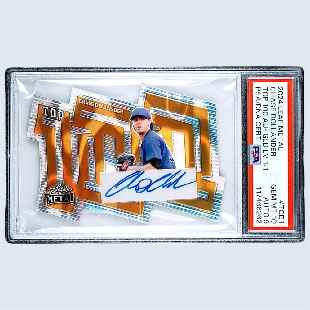 1/1 Chase Dollander 2024 Leaf Metal Top 100 Gold Prizm Auto PSA 10 GEM MINT🔥