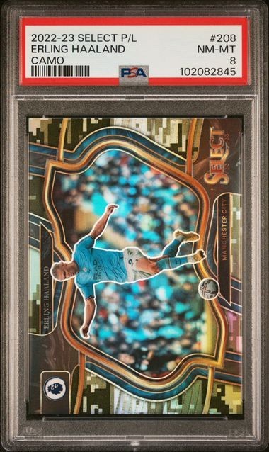 2022-23 PANINI SELECT PREMIER LEAGUE #208 ERLING HAALAND CAMO 003/199 PSA 8!