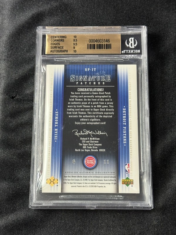 BGS 9.5 Isiah Thomas 2004-05 Ultimate Collection Signature Patches /25 Auto POP1 view 2