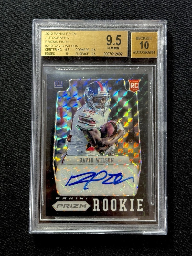 2012 DAVID WILSON PRIZM BLACK FINITE ROOKIE AUTO 1/1 BGS 9.5 TRUE GEM PLUS 