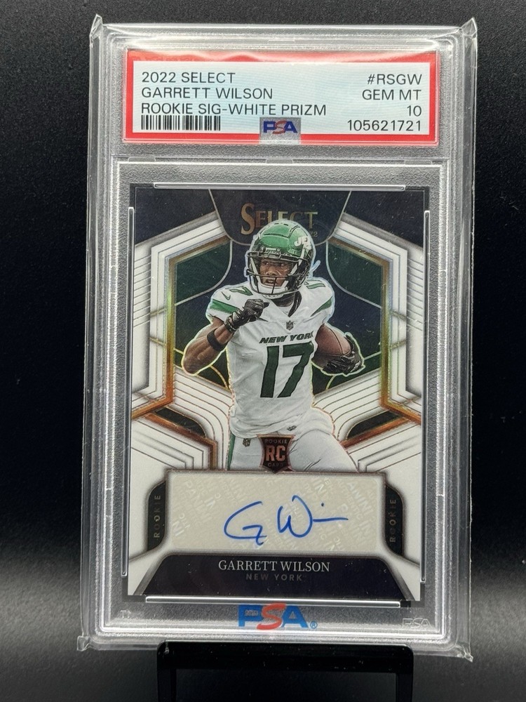 2022 Select Garrett Wilson Rookie Signatures White Prizm Auto /35 RC PSA 10