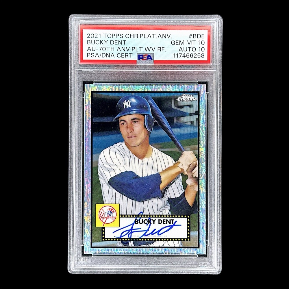 /70 Bucky Dent 2021 Topps Chrome Platinum Auto Wave Diamond Refractor PSA 10 🔥
