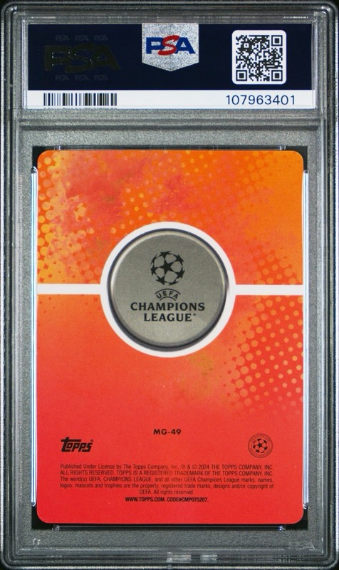 2023-24 Topps Merlin Chrome UCC Gamers Blue /75 Khvicha Kvaratskhelia PSA 9 view 2