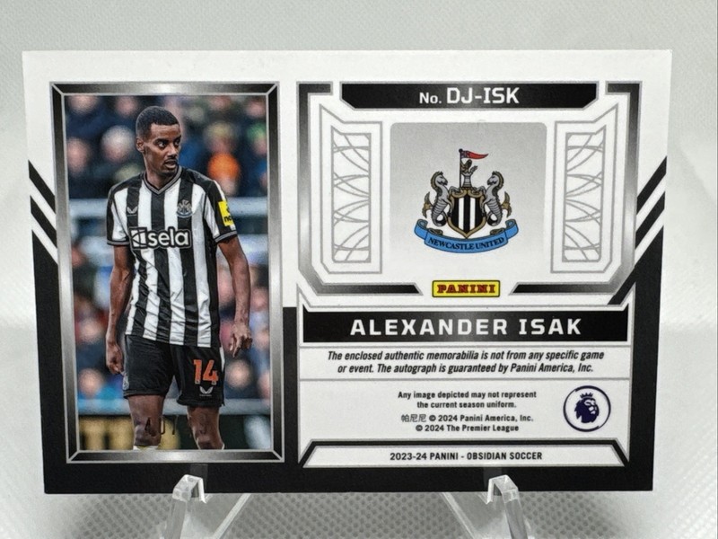 ⚽️2023-24 Panini Obsidian Dual Jersey Ink Purple /50 Alexander Isak Auto⚽️ view 2