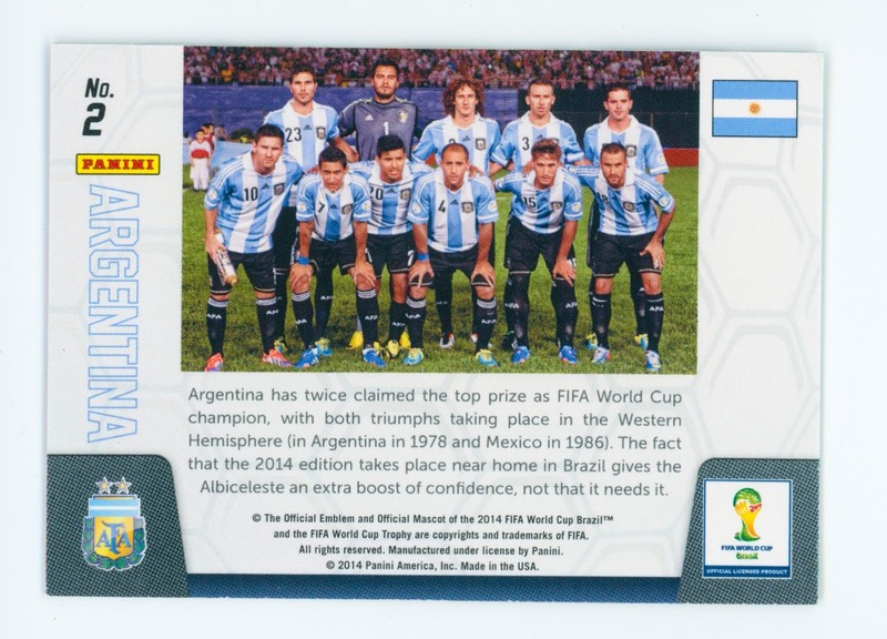 2014 Argentina Team Photo Panini Prizm World Cup Soccer Card (Lionel Messi) view 2