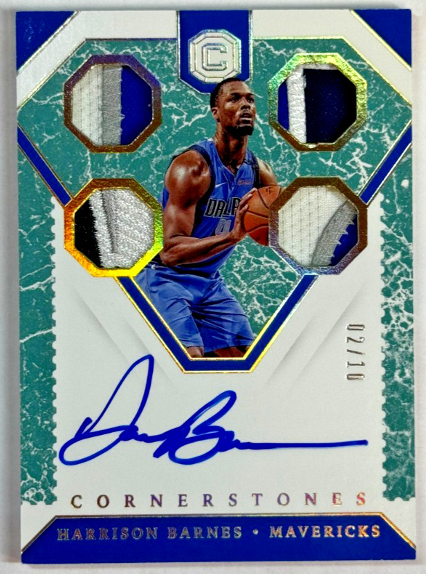 Harrison Barnes Cornerstones Quad Patch Auto Marble /10 2018-19 Panini #CS-HBN